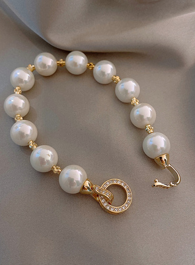 白色珍珠锆石串珠手链轻奢小众