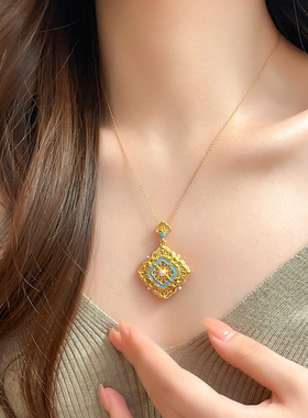 国风珐琅四合如意珍珠项链新中式