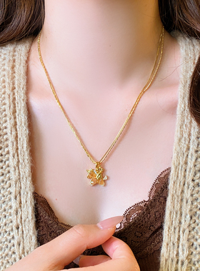 金色小马锆石吊坠项链轻奢高级感