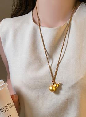 沙金葫芦吊坠长款项链高级感配饰