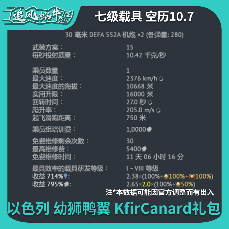 War thunder 战争雷霆 以色列 幼狮鸭翼 KfirCanard礼包 追风蜗牛 - 图1