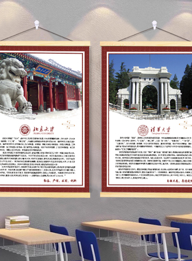 中国名校简介卷轴挂画985211大学装饰画校园文化班级励志墙贴海报