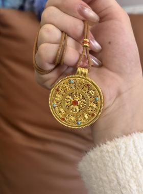 南非矿金【福运吉祥八宝罗盘】孟加拉赤金 北欧金 锡金 里外一色