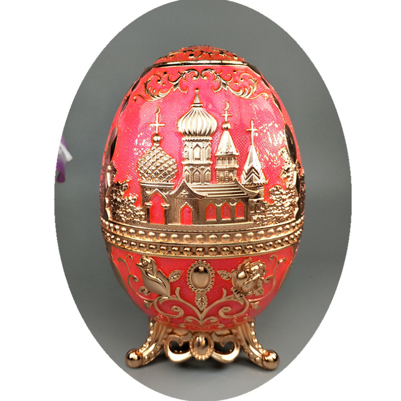 特价俄罗斯23金属牙签筒罐盒桶开瓶器三脚蛋形玫瑰金边粉红色城堡 - 图3