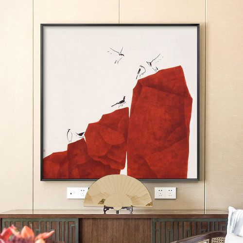 新中式装饰画现代简约客厅壁画餐厅创意背景墙画书房水墨石头挂画 - 图1