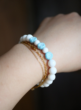 无敌美！原创天然白贝螺珠手链