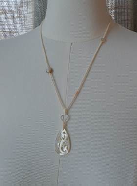 扑扑制物•孤品原创设计雕花贝壳进口玻璃米珠项链小众个性特别