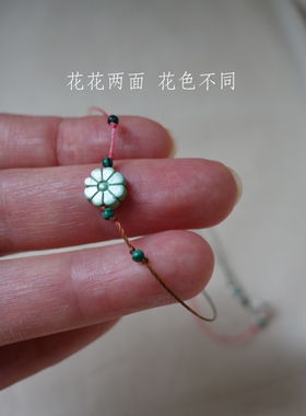 扑扑制物/温柔雏菊花】孤品原创设计湖北绿松石项链小众个性特别