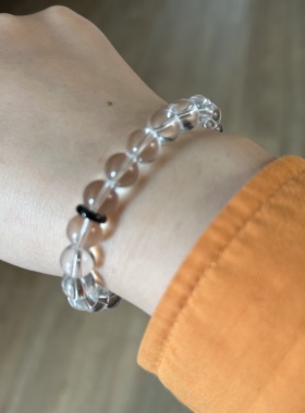 原创超美白水晶黑玛瑙手链气质