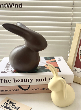 红色兔子摆件电视柜玄关北欧现代