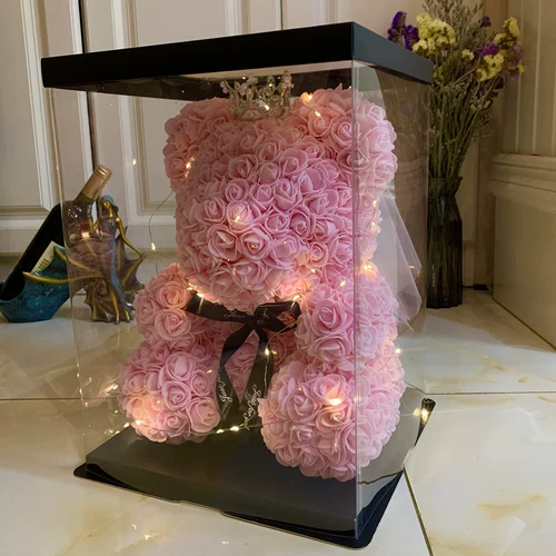 Женский цветок восемь -лет старый магазин более 20 цветов женских цветов, вечных цветов, подарочная коробка розового медведя, цветочный букет, подруга жена свадьба памятная память