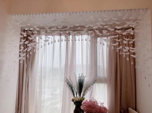 浪漫羽毛珠帘送粘钩拱门软隔断玄关橱窗吊顶客厅门口婚庆 - 图1
