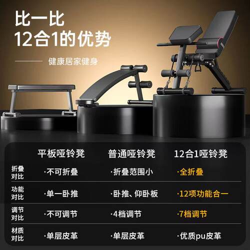哑铃凳健身椅仰卧起坐辅助器械健身器材家用男士多功能健身卧推凳 - 图2
