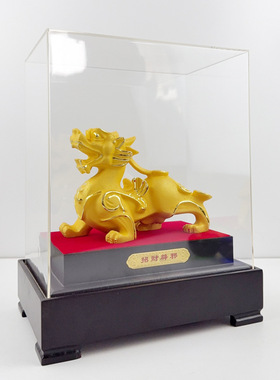 木底座绒沙金招财貔貅摆件保险公