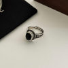 丨10% off area丨Black onyx twill twist ring new style inlay fashion niche design retro personality