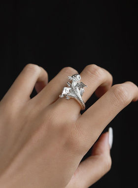 爆款小飞龙戒指龙年原创设计钛钢不掉色男女ins高级感开口可调节