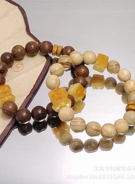 原创设计木质手链时尚简约高级感芝士炭烧小熊百搭手串景区热销款