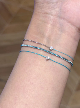 S925银绿松石极细编织手链百搭