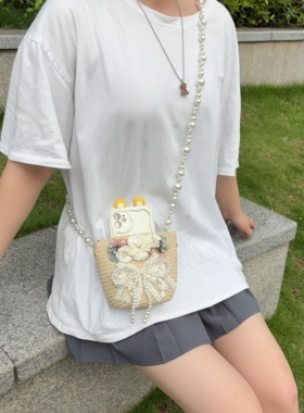 小香风草编包，手机背夹