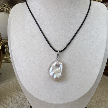 天然异形小众S925纯银极粉光炫彩鱼尾巴洛克珍珠吊坠项链毛衣链