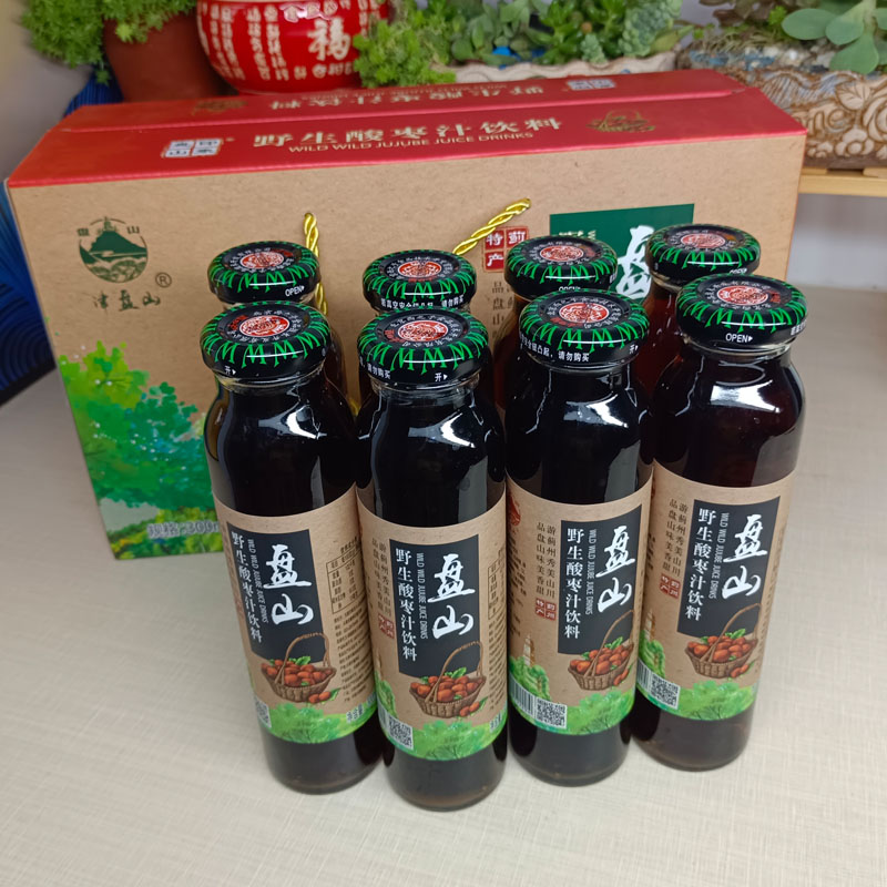 蓟州盘山野生酸枣汁饮料300ml*8瓶整箱礼盒天津蓟县包邮 - 图0