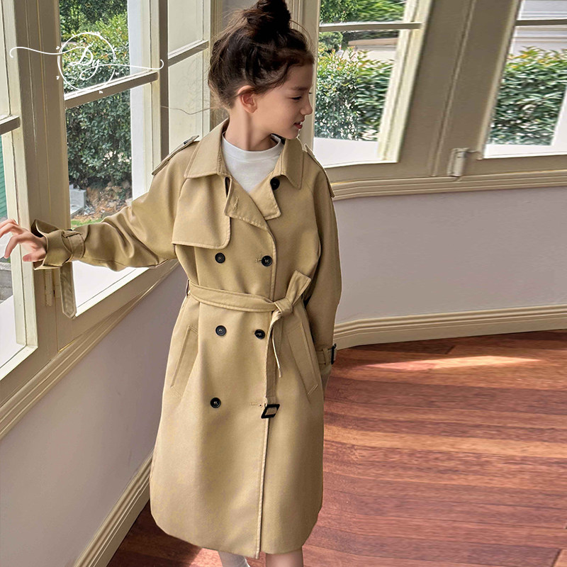 女童风衣2025春秋新款英伦风洋气儿童长款大童外套修身小个子大衣,淘宝优惠券,粉丝福利购,淘宝优惠卷