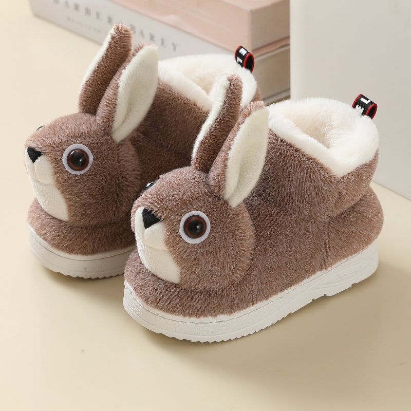 儿童包跟棉拖鞋冬天宝宝男童女童兔子毛毛鞋室内小孩大童保暖棉鞋
