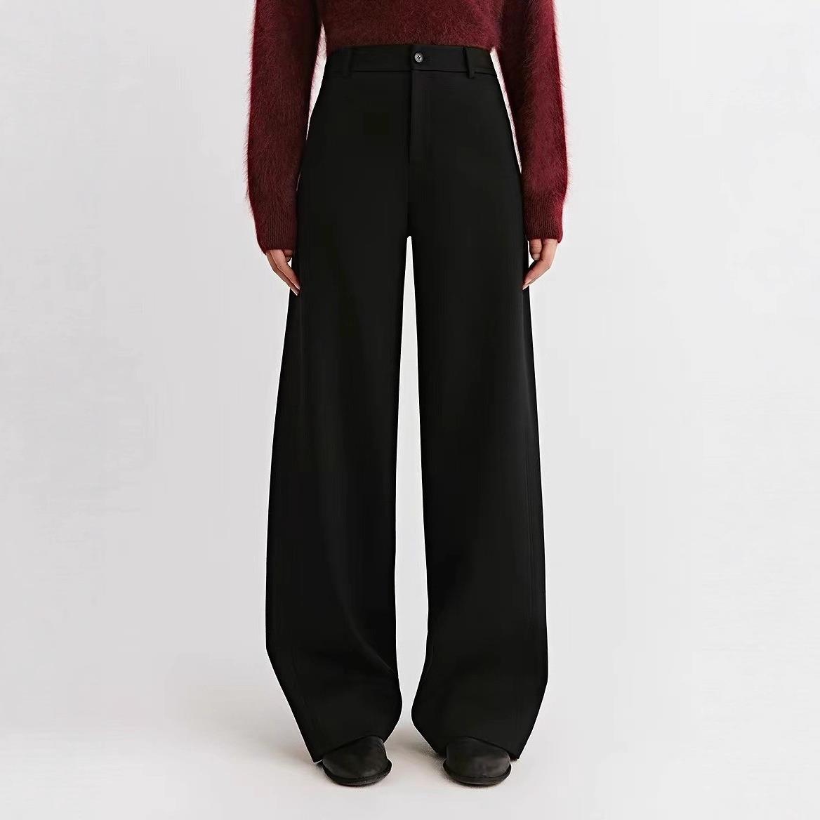 it :orange forest厚加绒罗马布阔腿裤女装弹力羊毛显瘦裤子长裤 - 图2