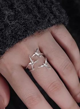 清冷感兰花戒指女高级感开口戒