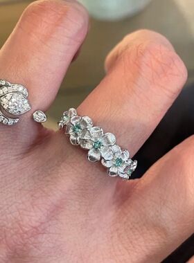 设计感复古微镶花环清冷感优雅