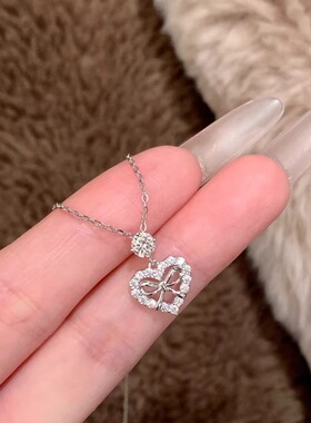 韩系精致闪钻蝴蝶结轻奢爱心