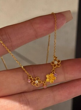 春日樱金色小花锁骨链甜美日韩风