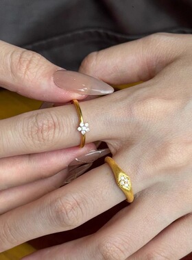 vintage中古闪钻mini花朵细款