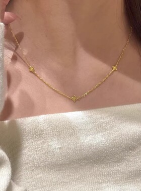 轻奢vintage美式精致超闪四叶花