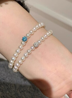 超闪单钻淡水贝珠手链ins风小众