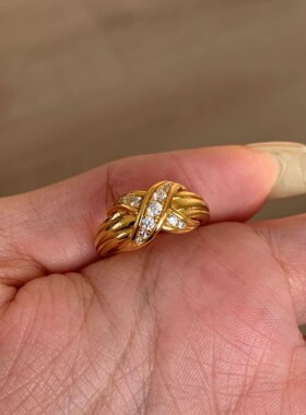 美式复古仿金交叉开口编织戒指