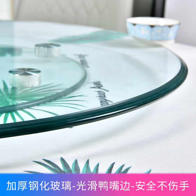 玻璃转盘圆桌钢化玻璃酒店旋转实木圆形台面饭桌底座餐桌转盘家用-图2
