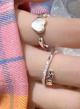 冷感甜酷风爱心戒指女小众设计