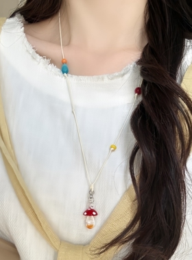 多巴胺串珠挂脖项链女锁骨链颈链