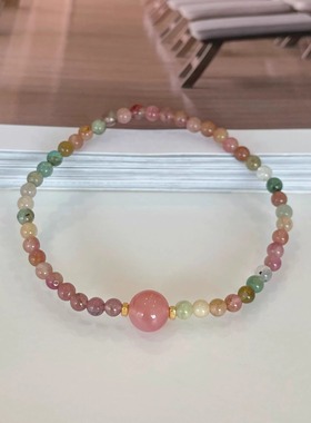 彩色碧玺串珠弹力绳手链甜美少女