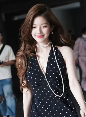 赵露思同款长款珍珠项链礼服配饰