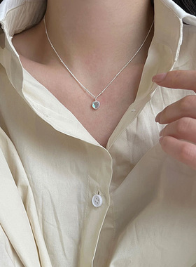 渐变幻彩石爱心锁骨链项链女配饰