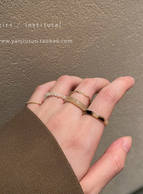 复古醋酸素圈戒指女2025年新款