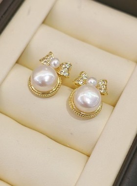 香港壹刻珠宝 天然淡水珍珠在逃公主耳钉
