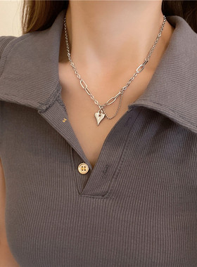 爱心小众设计感嘻哈风百搭锁骨链