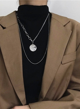 双层长款吊坠情侣百搭毛衣链