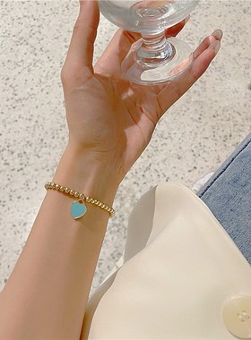 蓝色爱心手链小众设计感手串