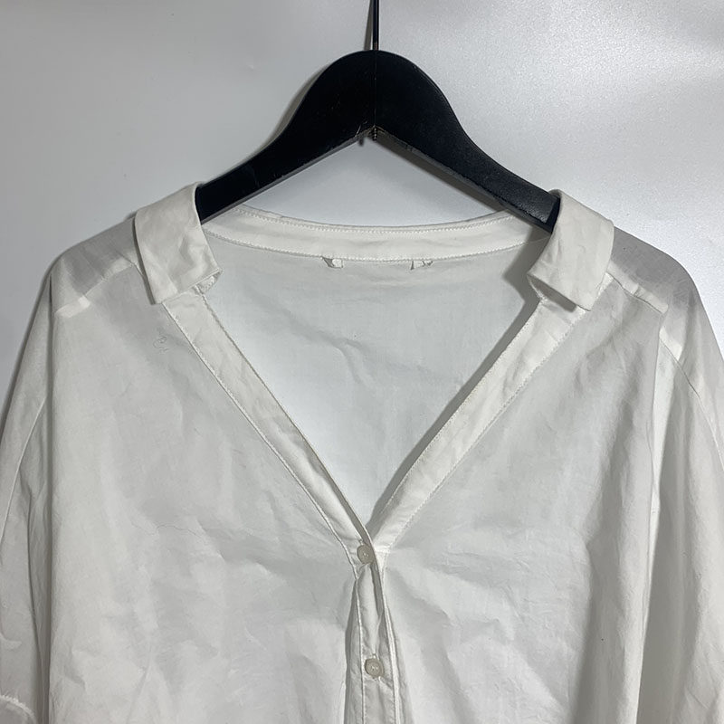 圣迪家女士V领蝙蝠袖长袖全棉衬衫断码清仓0528