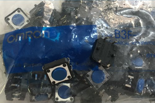 原装欧姆龙B3F-5000 12*12*4.3 带点 插件立式4脚轻触开关 蓝色头 - 图0
