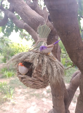 鸟巢天然麦穗草编田园风情景吊饰